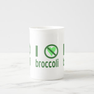 I Hate Broccoli Green Text Bone China Mug