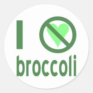 I Hate Broccoli Green Text Classic Round Sticker