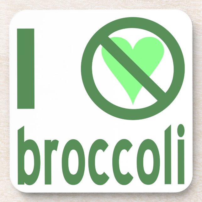 I Hate Broccoli Green Text Coaster (Front)