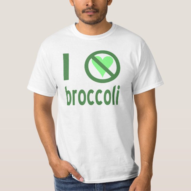 I Hate Broccoli Green Text T-Shirt (Front)