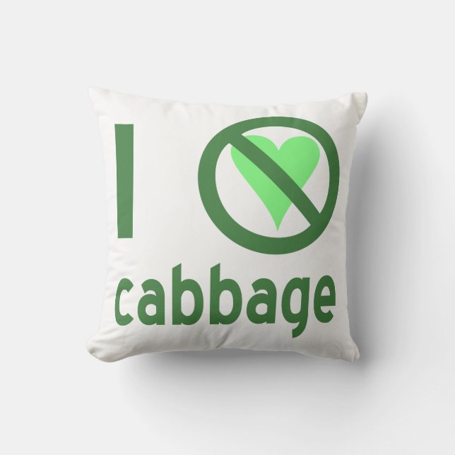 I Hate Cabbage Green Text Cushion (Front)