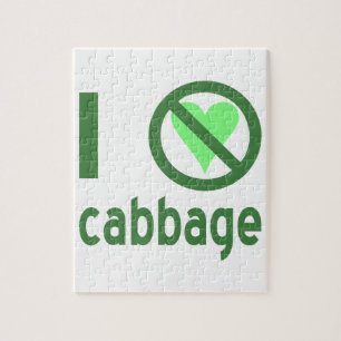 I Hate Cabbage Green Text Jigsaw Puzzle