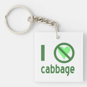 I Hate Cabbage Green Text Key Ring
