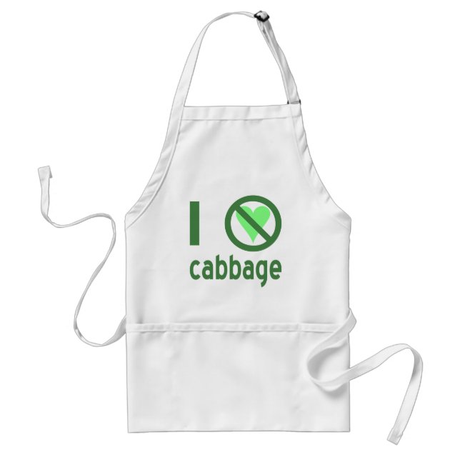 I Hate Cabbage Green Text Standard Apron (Front)
