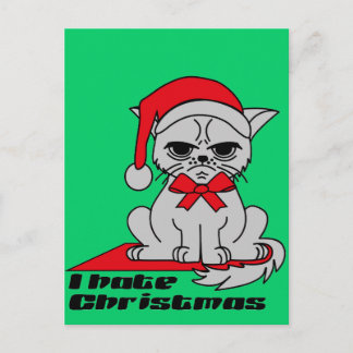 I hate Christmas - Cat Postkarte Holiday Postcard