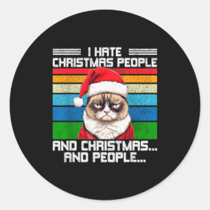 I Hate Christmas Holidays Haters Black Uni-adults  Classic Round Sticker