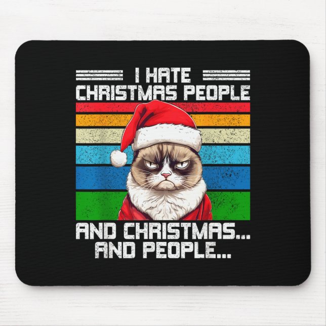 I Hate Christmas Holidays Haters Black Uni-adults  Mouse Pad (Front)