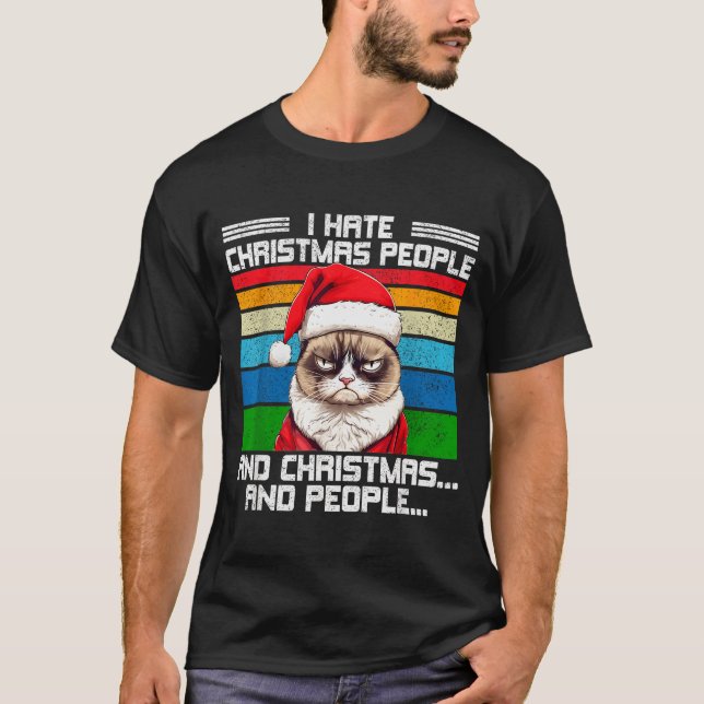 I Hate Christmas Holidays Haters Black Uni-adults  T-Shirt (Front)