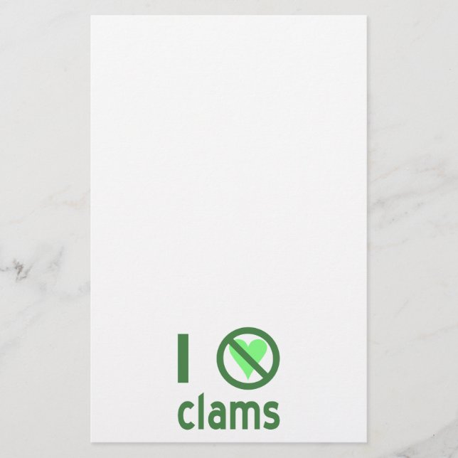 I Hate Clams Stationery (Front)