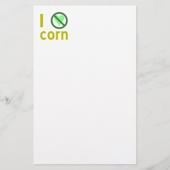 I Hate Corn Stationery (Front)