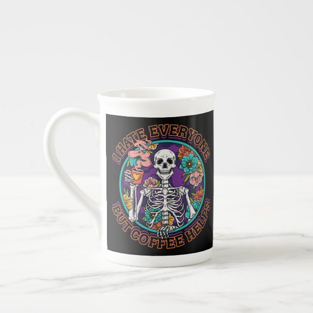 I Hate Everybody Coffee Helps Coffee Lover Gifts  Bone China Mug (Left)