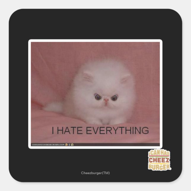 I hate everything square sticker (Front)