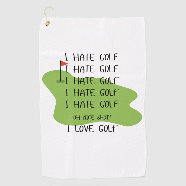 "I Hate Golf" Funny Golf Towel (Front)