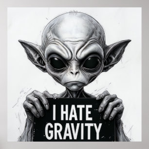 I Hate Gravity Funny Alien Poster – 30x30 Wall Art