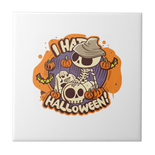 i hate halloween ceramic tile (Front)