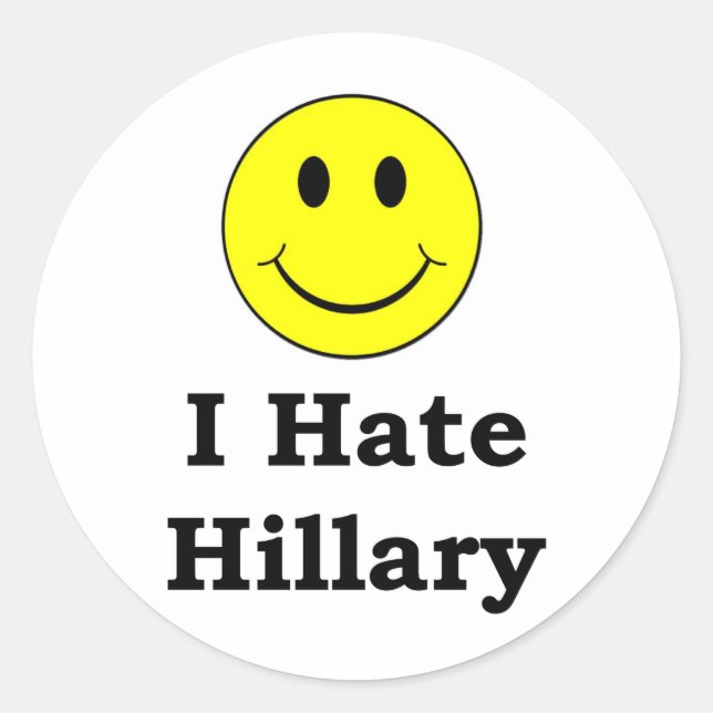 I Hate Hillary  happy face Classic Round Sticker (Front)
