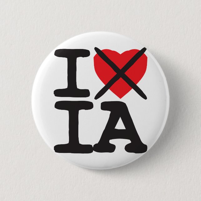 I Hate IA - Iowa 6 Cm Round Badge (Front)