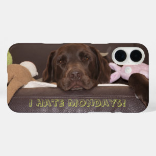 I Hate Mondays Drowsy Chocolate Lab With Toys iPhone 16 Plus Case