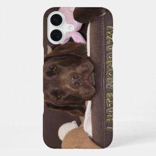 I Hate Mondays Drowsy Chocolate Lab With Toys iPhone Case