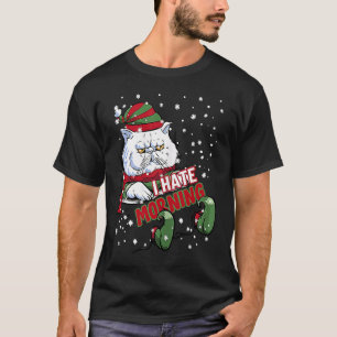 I Hate Morning Cat Kitten Angry Elf Cat Grumpy Kit T-Shirt
