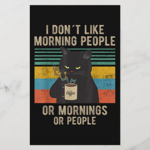 I Hate Morning People And Mornings And People Cat Stationery