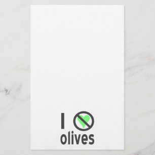 I Hate Olives No Love Stationery