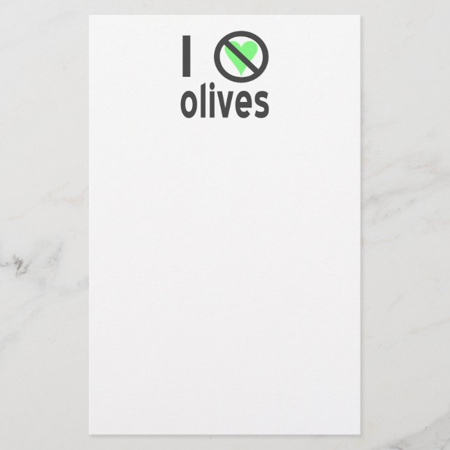 I Hate Olives No Love Stationery (Front)