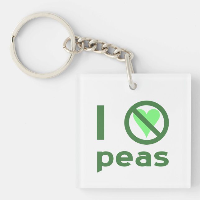 I Hate Peas Green Text Key Ring (Front)