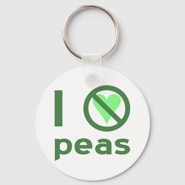 I Hate Peas Green Text Key Ring (Front)