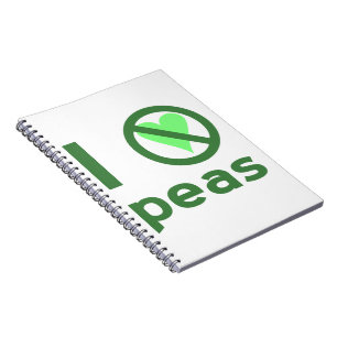 I Hate Peas Green Text Notebook