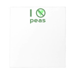 I Hate Peas Green Text Notepad