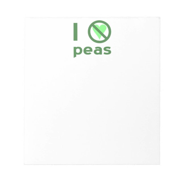 I Hate Peas Green Text Notepad (Front)