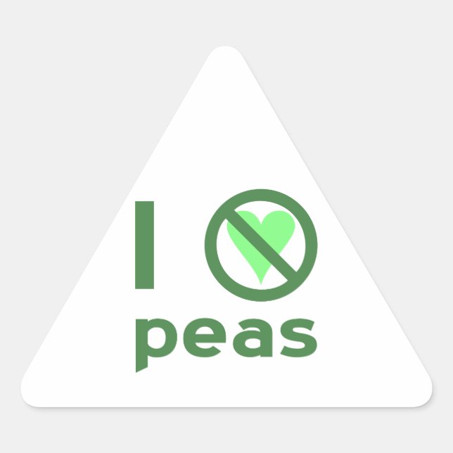 I Hate Peas Green Text Triangle Sticker (Front)