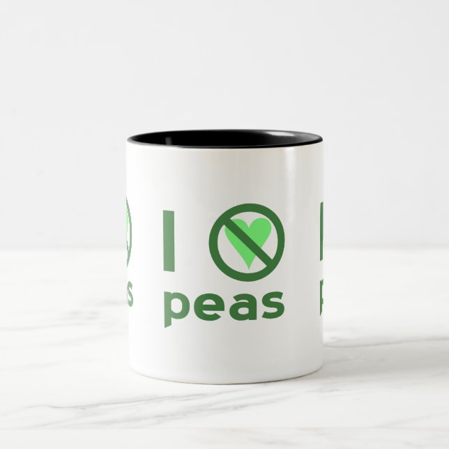 I Hate Peas Green Text Two-Tone Coffee Mug (Center)