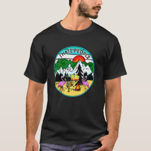 I Hate People Camping Retro Flamingo T-Shirt