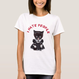 I Hate People - Cat dressed as Wednesday Addams T-Shirt