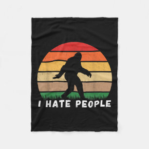I Hate People - Funny Vintage Bigfoot Retro Sasqua Fleece Blanket