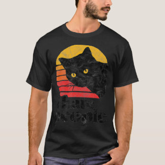 I Hate People Funny Vintage Style Cat Retro T-Shirt