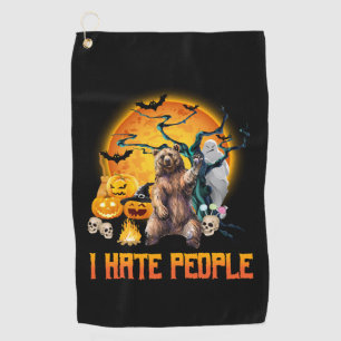 I hate people halloween nightmare t shirt golf towel