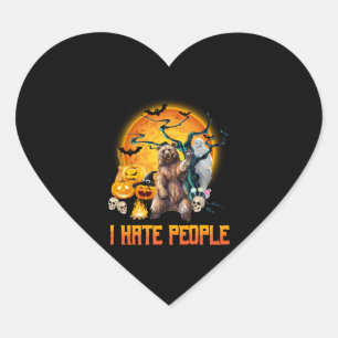 I hate people halloween nightmare t shirt heart sticker