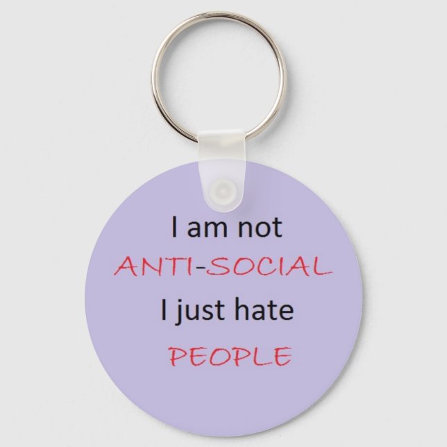 I Hate People Key Ring (Front)