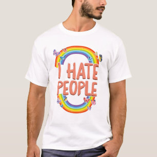 I Hate People, Retro Funny Coffee Sarcastic Introv T-Shirt