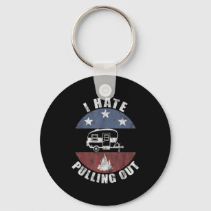 I Hate Pulling Out Retro Travel Trailer Vintage Key Ring