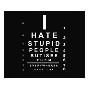 I hate stupid people eye chart photo print