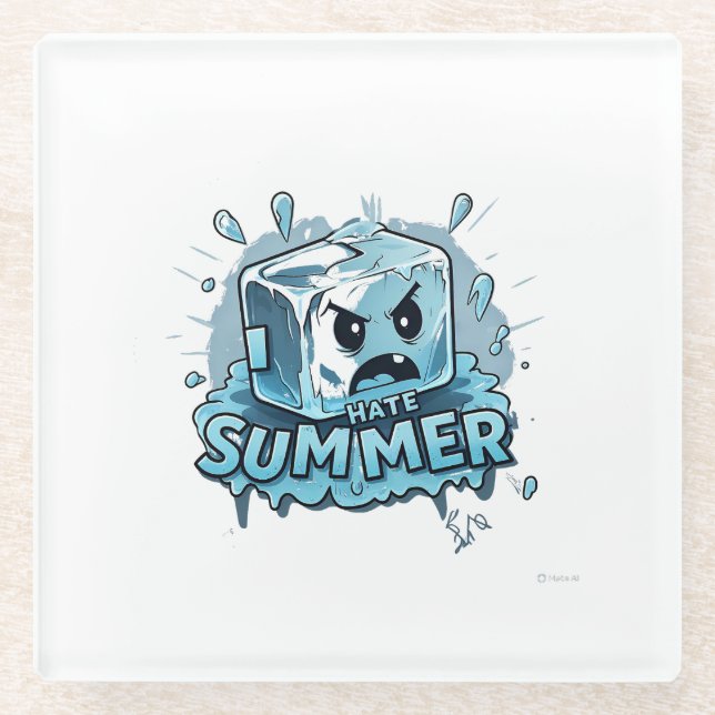 I Hate Summer Glass Coaster (Front)