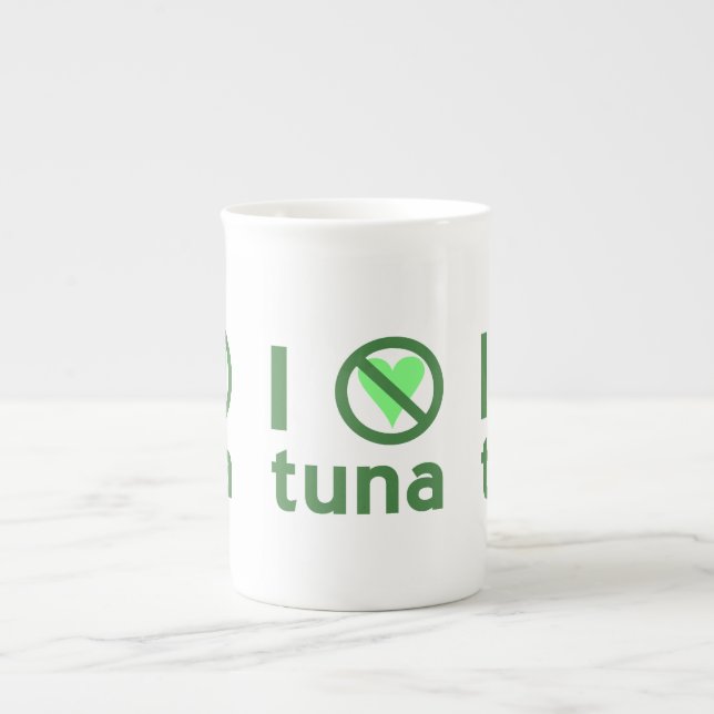 I Hate Tuna I No Love Tuna Bone China Mug (Front)