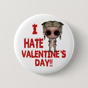 i hate valentines day emo punk girl 6 cm round badge