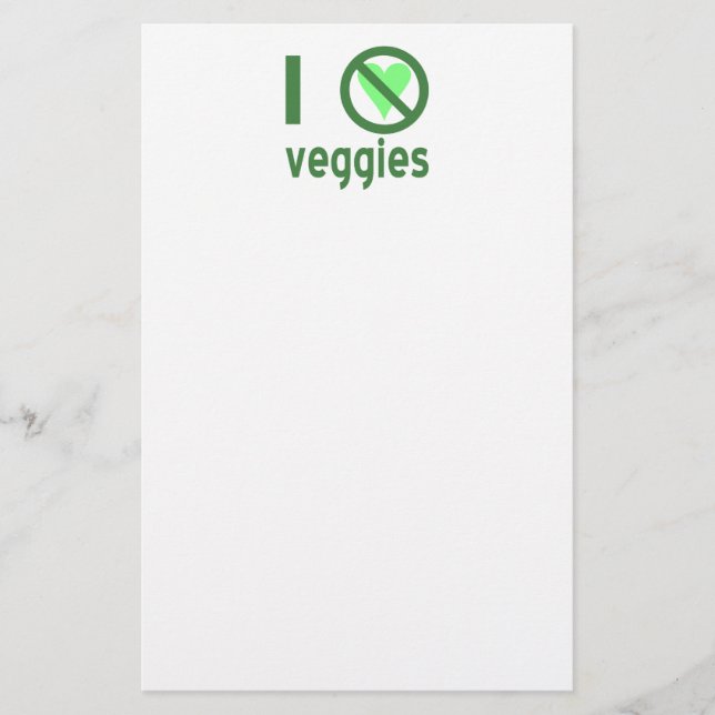 I Hate Veggies No Love Stationery (Front)
