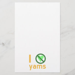 I Hate Yams No Love Stationery