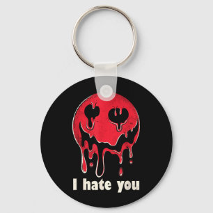 I Hate You Vintage Drips Happy Smile Face Retro I Key Ring